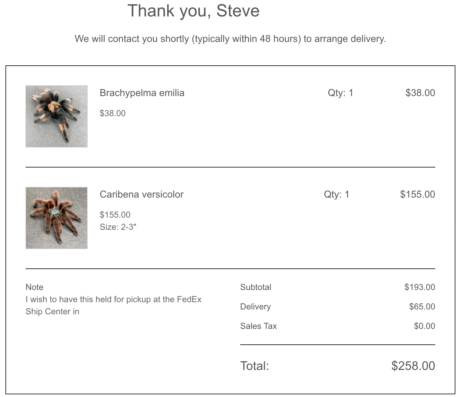 Checkout showing one shipping fee
